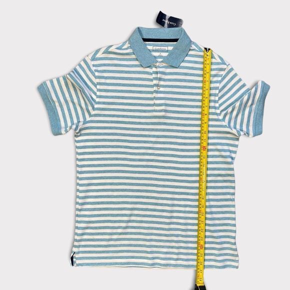 Club Room Men's Short Sleeve Shirt Button Front Golf Striped Polo - Picture 6 of 8
